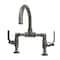 Kingston Brass Whitaker Industrial Style Bridge Bathroom Faucet W/Pop-Up Drain, Blk SS KS217KLVN - alternate 1